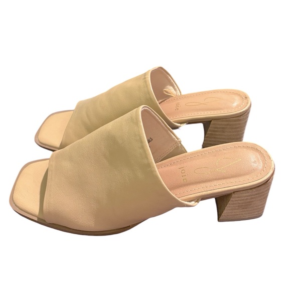 Joie Tan Nude Olympia Block Heel Slide Sandals Shoes Open Toe Faux Leather 9 - Picture 5 of 14